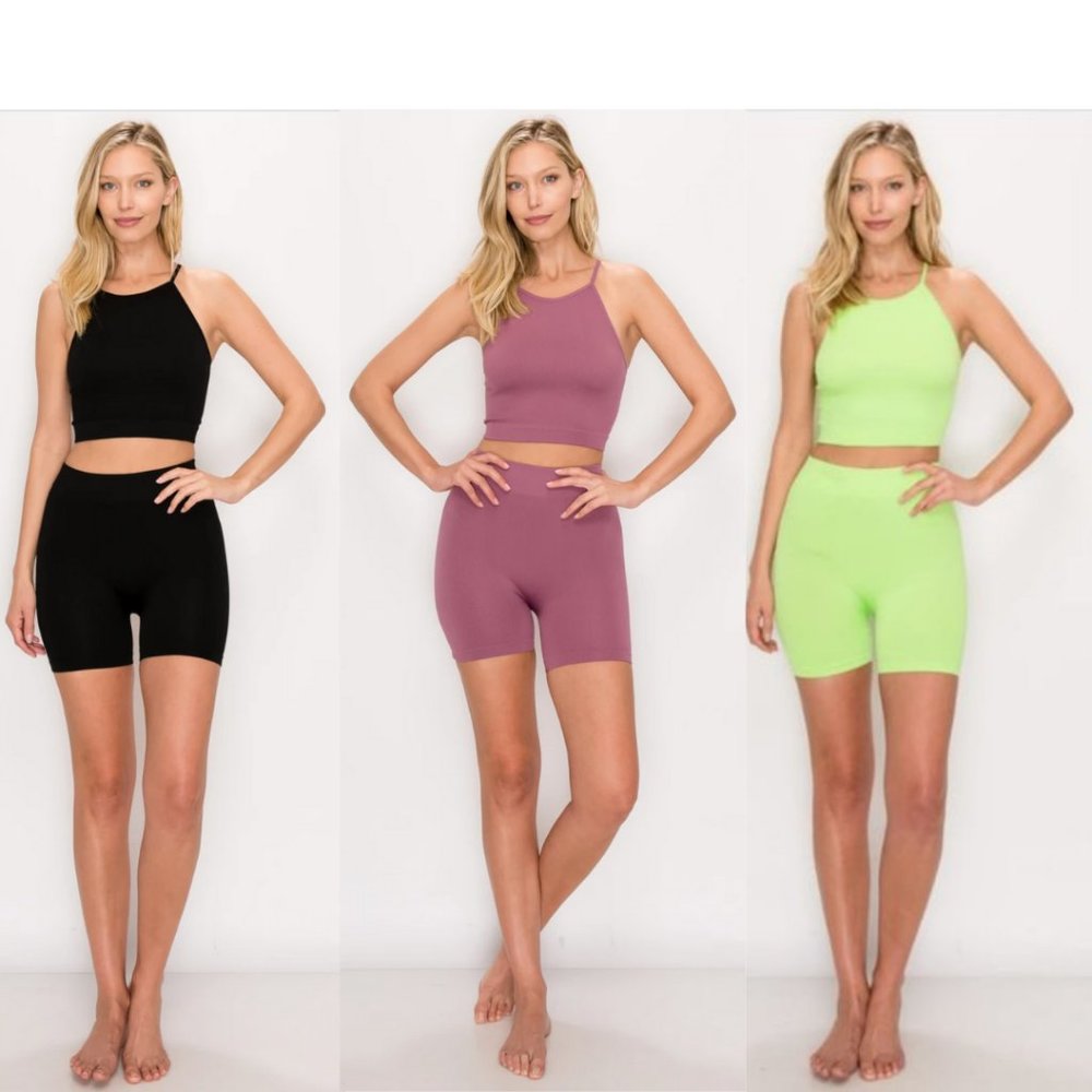 Ribbed Bike Shorts + Tank Set